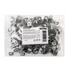 Скоба СМД 19-20 двухлапковая для металлорукава ø 15 мм (100 шт/уп) REXANT