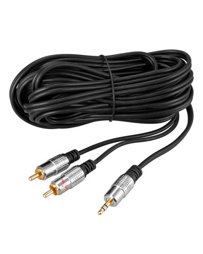 Шнур Стерео 3,5мм - 2 RCA, 5м, Gold-металл REXANT