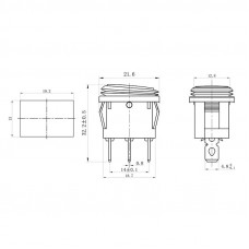Выключатель клавишный 250V 6А (3с) ON-OFF синий  с подсветкой  Mini ВЛАГОЗАЩИТА REXANT