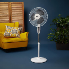 Вентилятор напольный с пультом и таймером, круглое основание DX-1608R 40 Вт, 220V, белый/черный DUX