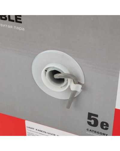 Кабель витая пара U/UTP, CAT 5e, ZH нг(А)-HF, 4PR, 24AWG, INDOOR, SOLID, серый, 305м REXANT LIGHT