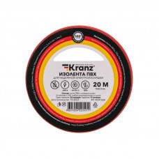 Изолента ПВХ 0,13х15мм, 20м, красная KRANZ