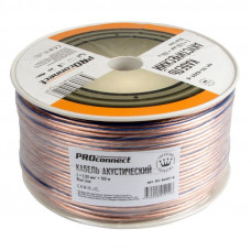 Кабель акустический 2х2,00мм², прозрачный BLUELINE, 100м PROconnect