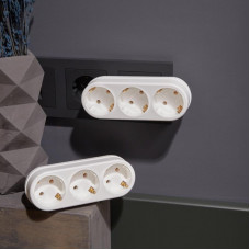 Набор тройников электрических линейных 16А с/з вертикальные, белый (2 шт./уп.) REXANT