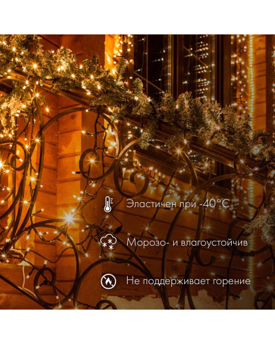Гирлянда светодиодная Нить 20м 200 LED СИНИЙ белый каучук IP67 эффект мерцания 230В соединяется нужен блок 315-001 NEON-NIGHT