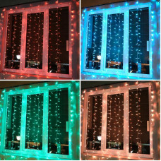 Гирлянда светодиодная Занавес 2х2м 200 LED RGB прозрачный ПВХ IP65 свечение с динамикой 230В блок в комплекте NEON-NIGHT