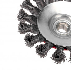 Щетка коническая для УШМ, крученая стальная проволока, 115мм, М14 KRANZ