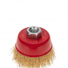 Щетка чашечная для УШМ, витая латунированная проволока, 75мм, М14 KRANZ