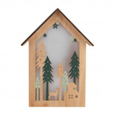 Деревянная фигурка с подсветкой Домик в лесу 19х6х26 см
