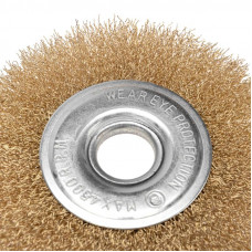 Щетка дисковая для УШМ, витая латунированная проволока, 125мм, отв. 22,23мм KRANZ