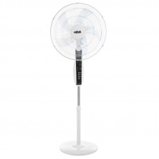 Вентилятор напольный белый/синий 60 Вт, 5 лопастей, подставка круглая, д/у управление