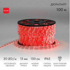 Дюралайт LED двухжильный 230В 13мм 30 LED/м КРАСНЫЙ постоянное свечение модуль 1м бухта 100м NEON-NIGHT