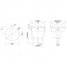 Выключатель клавишный круглый 12V 20А (3с) ON-OFF черный с зеленой подсветкой (RWB-215, MIRS-101Е-8С/D) REXANT