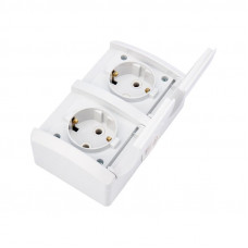 Блок горизонтальный 2 розетки INDUSTRIAL IP54 с/з, о/у, белый KRANZ