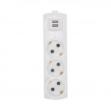 Колодка PREMIUM 3 гнезда, с/з, 2 USB, белый REXANT