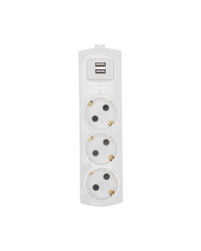 Колодка PREMIUM 3 гнезда, с/з, 2 USB, белый REXANT