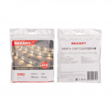 Лента светодиодная 24В, SMD2835, 9,6Вт/м, 120 LED/м, 3000K, 10мм, 5м,IP20 REXANT
