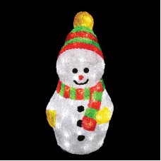 Акриловая светодиодная фигура Снеговик с шарфом 30 см, 40 светодиодов, IP 65, понижающий трансформатор в комплекте NEON-NIGHT