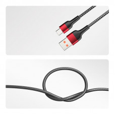 Кабель USB-A – Type-C, 5А, 50Вт, 1м, в черной нейлоновой оплетке REXANT