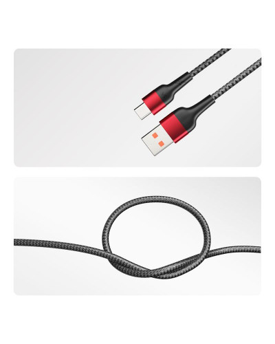 Кабель USB-A – Type-C, 5А, 50Вт, 1м, в черной нейлоновой оплетке REXANT