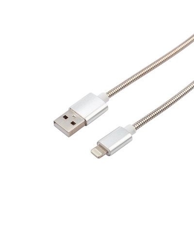 Кабель USB-A – Lightning для Apple, 2A, 1м, в матовой стальной оплетке REXANT