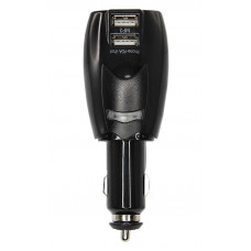 Универсальное ЗУ-трансформер авто+сетевое 2 USB цвет черный (2х1000 mA)c индикатором, блистер