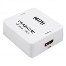 Конвертер VGA + Стерео 3,5мм на HDMI, пластик, белый REXANT