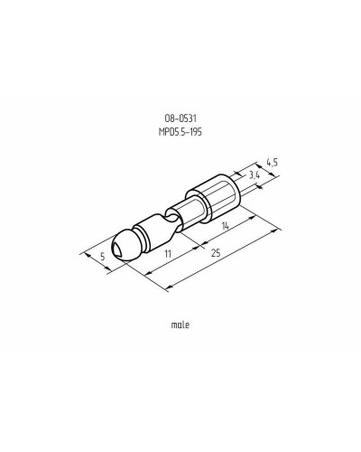 Разъем штекерный изолированный штекер 5 мм 4-6 мм² (РШи-п 6.0-5/РшИп5.5-4) желтый REXANT