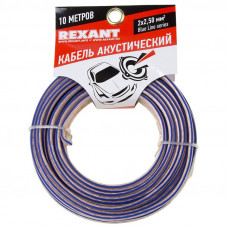 Кабель акустический 2х2,50мм², прозрачный BLUELINE, мини-бухта 10м REXANT
