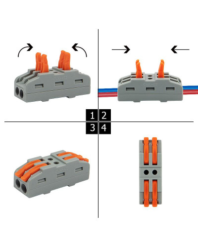 Клемма СМК 222-422 проходная 2 полюса (0,08-4 мм²), серая (5 шт./уп.) REXANT