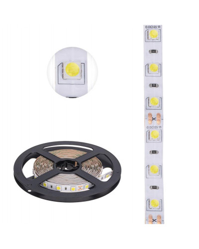 Лента светодиодная 12В, SMD5050, 14,4Вт/м, 60 LED/м, 6500К, 10мм, 3м, для БП с клеммами, IP20 LAMPER