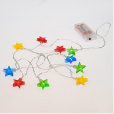 Гирлянда светодиодная Звездочки 1,5 м, 10 LED, прозрачный ПВХ, цвет свечения мультиколор, 2 х АА (батарейки не в комплекте) NEON-NIGHT