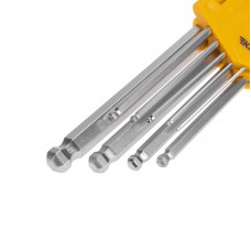 Набор ключей имбусовых HEX KRANZ 1,5-10 мм, CrV, 9 шт., удлиненные, с шаром