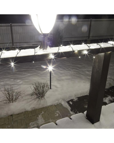 Гирлянда Нить управляемая 10м 100 LED ТЕПЛЫЙ БЕЛЫЙ черный ПВХ IP65 свечение с динамикой 230В нужен контроллер 217-204 NEON-NIGHT