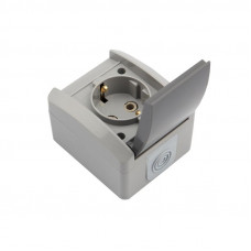 Розетка одноместная (керамика) INDUSTRIAL IP54 с/з, о/у, серая KRANZ