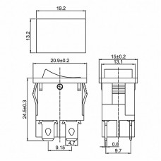 Выключатель клавишный 250V 6А (4с) ON-OFF желтый с подсветкой Mini (RWB-207, SC-768) REXANT