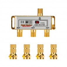 Делитель ТВх3 под F-разъем, 5-1000МГц, Gold (4 F-разъема в комплекте) REXANT