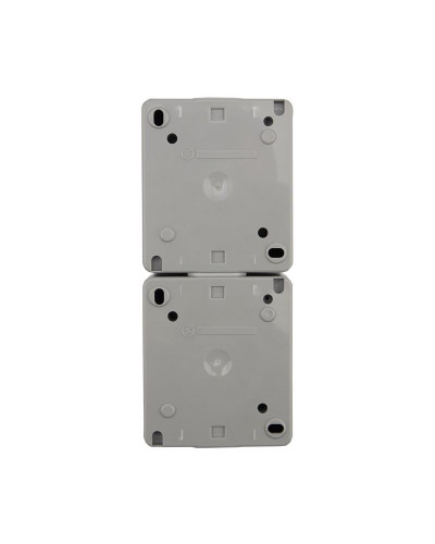 Блок вертикальный 2 розетки INDUSTRIAL IP54 с/з, о/у, серый KRANZ