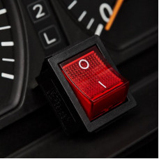 Выключатель клавишный 250V 16А (4с) ON-OFF красный  с подсветкой (RWB-502, SC-767, IRS-201-1)  REXANT (в упак. 1шт.)