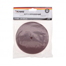 Диск абразивный на ворсовой основе, на липучке, без отверстий, P220, 125мм, 10 шт. KRANZ