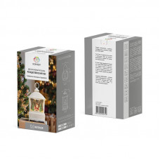 Декоративный фонарь с эффектом снегопада и подсветкой Рождественский лес, белый