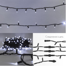 Гирлянда светодиодная Нить 20м 200 LED БЕЛЫЙ черный каучук IP67 постоянное свечение 230В соединяется нужен блок 315-000 NEON-NIGHT