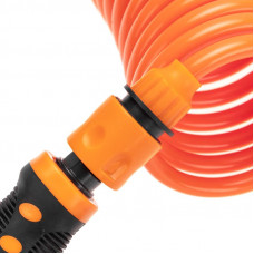 Шланг спиральный, 15м х 8мм, пистолет-распылитель, 2 коннектора, адаптер ЧЕТЫРЕ СЕЗОНА