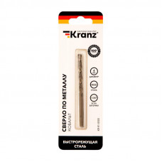 Сверло по металлу 4х75х43мм «Кобальт» (сталь HSS-Co 5% M35 P6M5K5) DIN 338, 1 шт. в блистере KRANZ