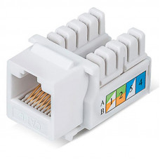 Модуль Keystone Jack RJ-45(8P8C), UTP неэкранированный, CAT 6, тип 90 градусов, белый REXANT PRO