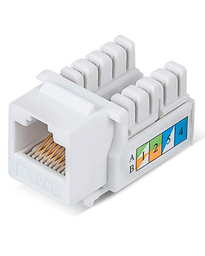 Модуль Keystone Jack RJ-45(8P8C), UTP неэкранированный, CAT 6, тип 90 градусов, белый REXANT PRO