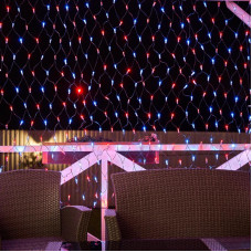 Гирлянда светодиодная Сеть 2,5х2,5м 432 LED КРАСНЫЙ/СИНИЙ черный ПВХ IP65 свечение с динамикой 230В контроллер в комплекте NEON-NIGHT
