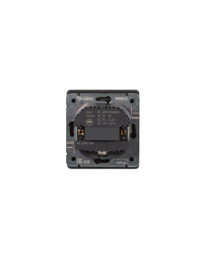 Розетка ROUND 1-ая с/з с/у з/ш 16А с USB A+C быстрой зарядки 5В/3А титан KRANZ