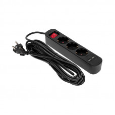 Удлинитель STANDARD 3 гнезда, 5м, 3х1,0мм², с/з, с выключателем, 2 USB, черный REXANT