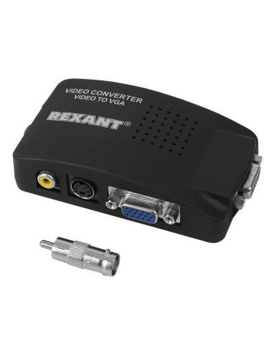 Конвертер BNC/RCA + S-video на VGA, пластик REXANT